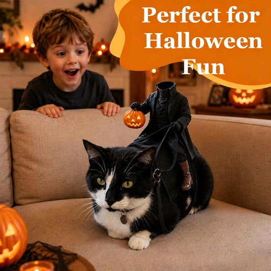 Halloween headless horseman cat costume