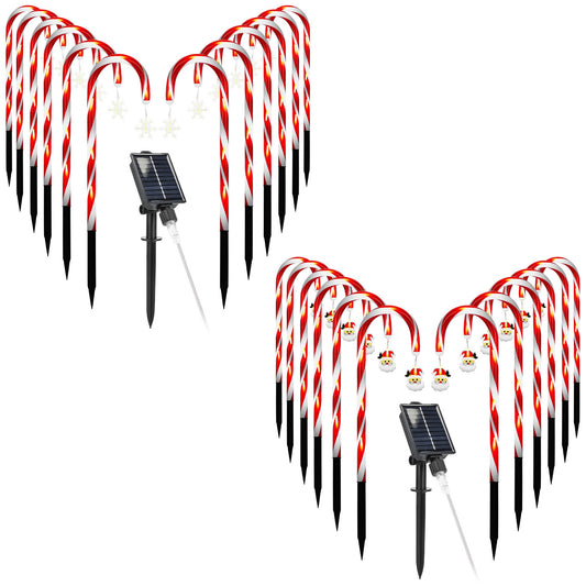 solar Christmas candy cane lights